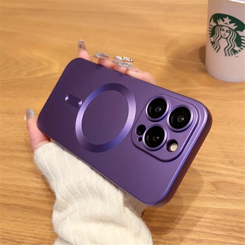 Mag Safe Magnetic Wireless Charging Case for iPhone 11–17 Pro/Max – Silicone & Glass Cover with Lens Protection