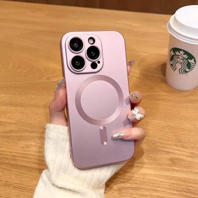 Mag Safe Magnetic Wireless Charging Case for iPhone 11–17 Pro/Max – Silicone & Glass Cover with Lens Protection