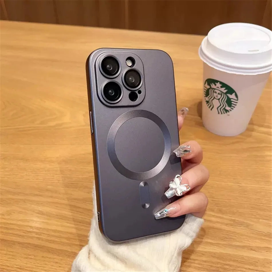 Mag Safe Magnetic Wireless Charging Case for iPhone 11–17 Pro/Max – Silicone & Glass Cover with Lens Protection
