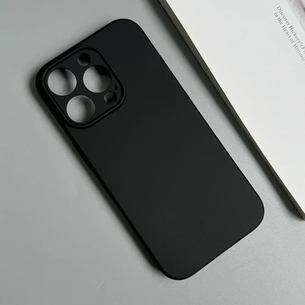 Luxury Full Black Silicone Matte Case for iPhone 17 Air 16 15 14 13 12 11 Pro Max Plus Soft TPU Shockproof Back Cover