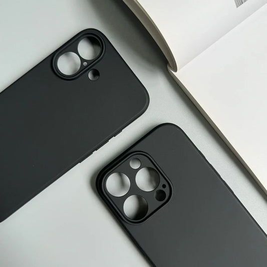 Luxury Full Black Silicone Matte Case for iPhone 17 Air 16 15 14 13 12 11 Pro Max Plus Soft TPU Shockproof Back Cover