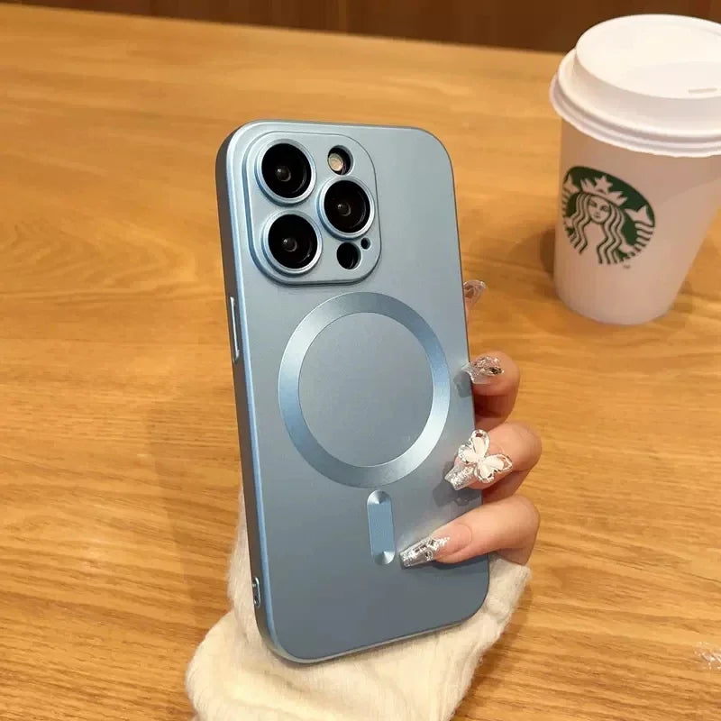 Mag Safe Magnetic Wireless Charging Case for iPhone 11–17 Pro/Max – Silicone & Glass Cover with Lens Protection